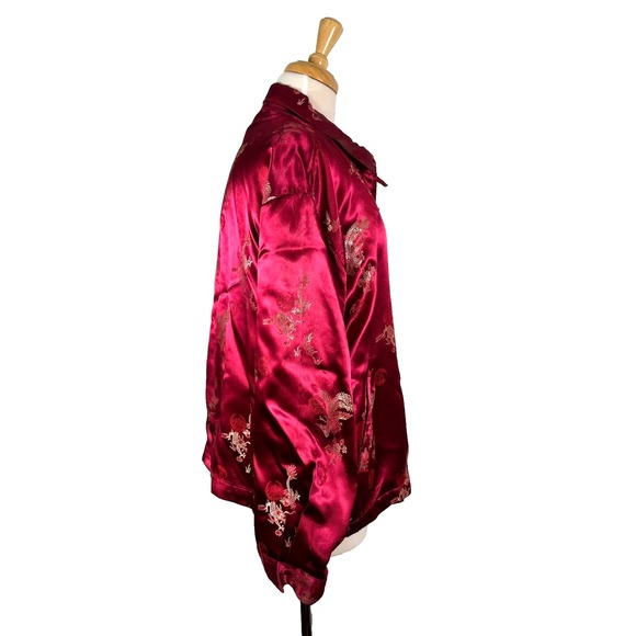 Chico's Deisgn VTG Silk Look Asian Pattern Zip Up Jacket - Picture 5 of 9